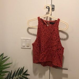 Zara lace embroidered crop top Coral sz Small